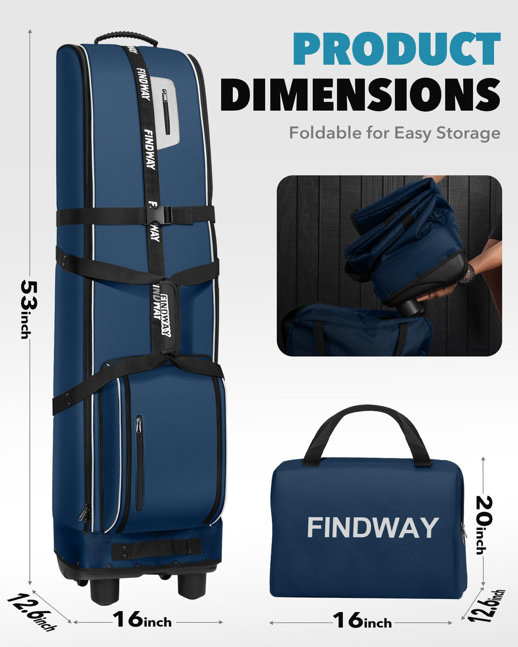 Findway Golf Travel Bag with Wheels | 1680D Waterproof Oxford Flight Case