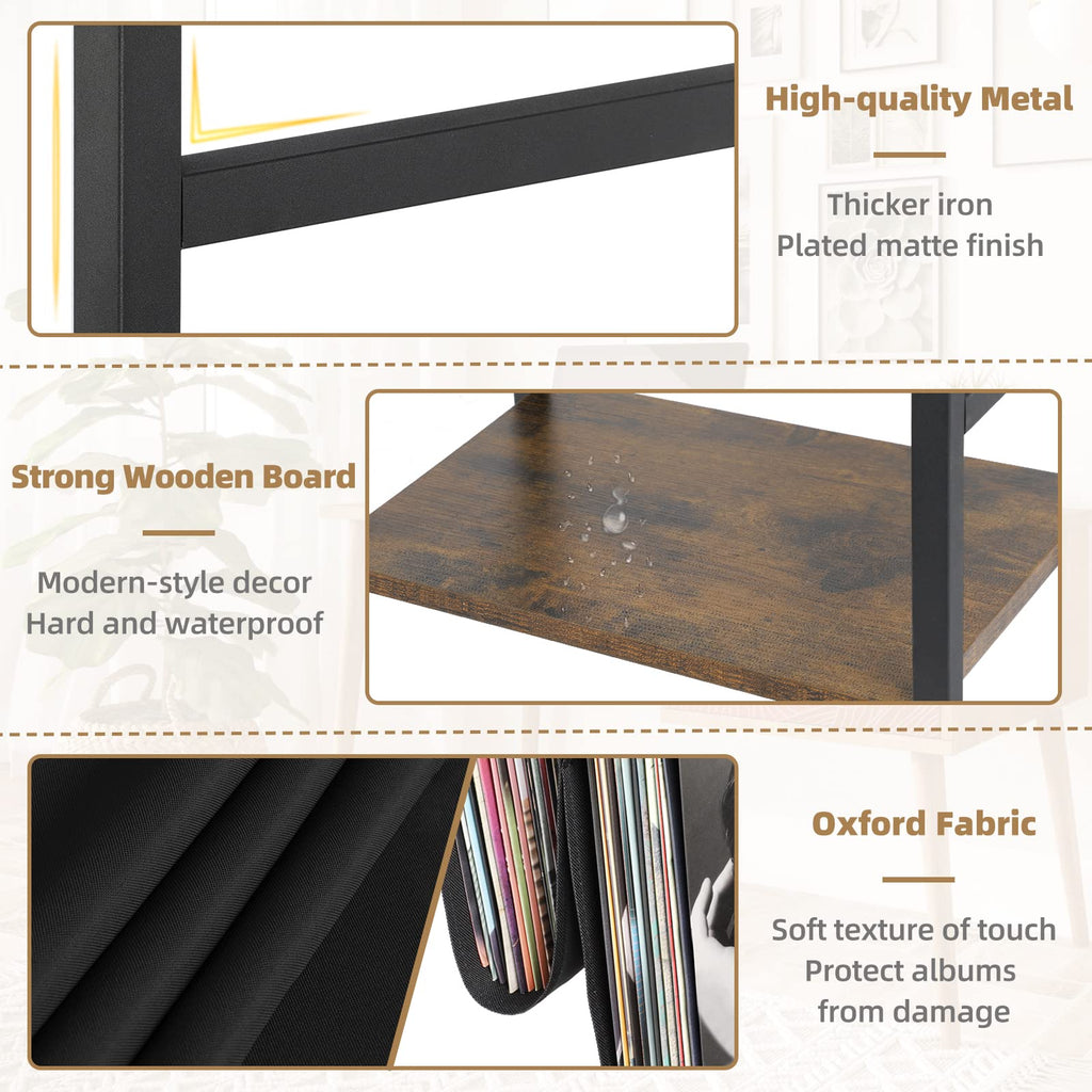 Bikoney 3-Tier Record Player Stand | Vinyl Storage Table for 200 Albums