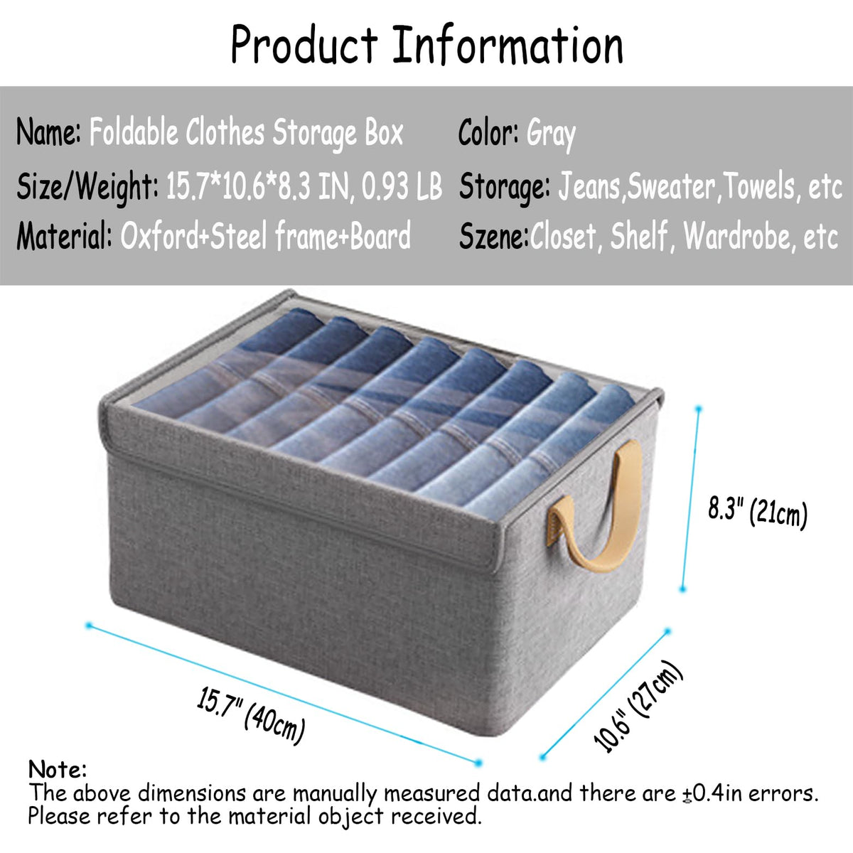 AARAINBOW Wardrobe Clothes Storage Boxes 4 Pc, Stackable Fabric Boxes with Lids Closet Storage - image 3