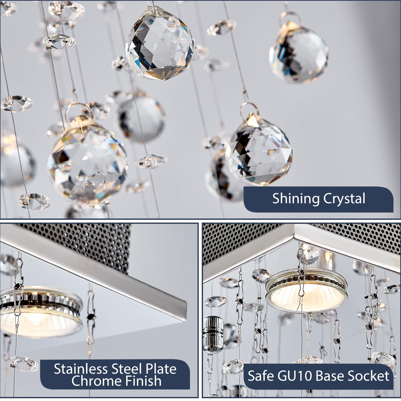 Bestier Modern Crystal Raindrop Chandelier | Flush Mount LED Ceiling Light
