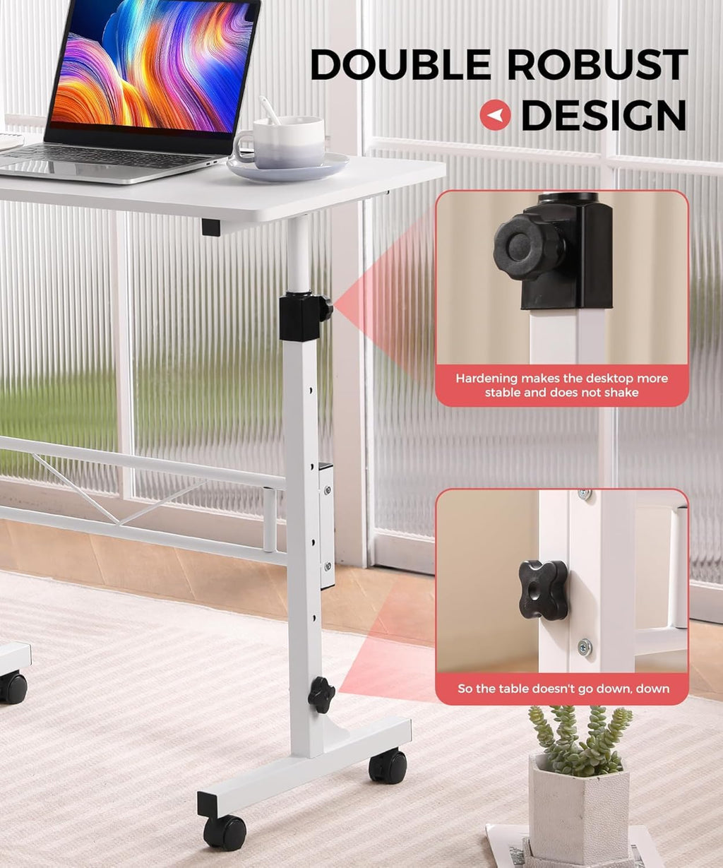 KLSMYHOKI Standing Desk Adjustable Height, Mobile Stand Up Desk with Wheels Small Computer Desks, Home Office Desk, Rolling Desks - image 5