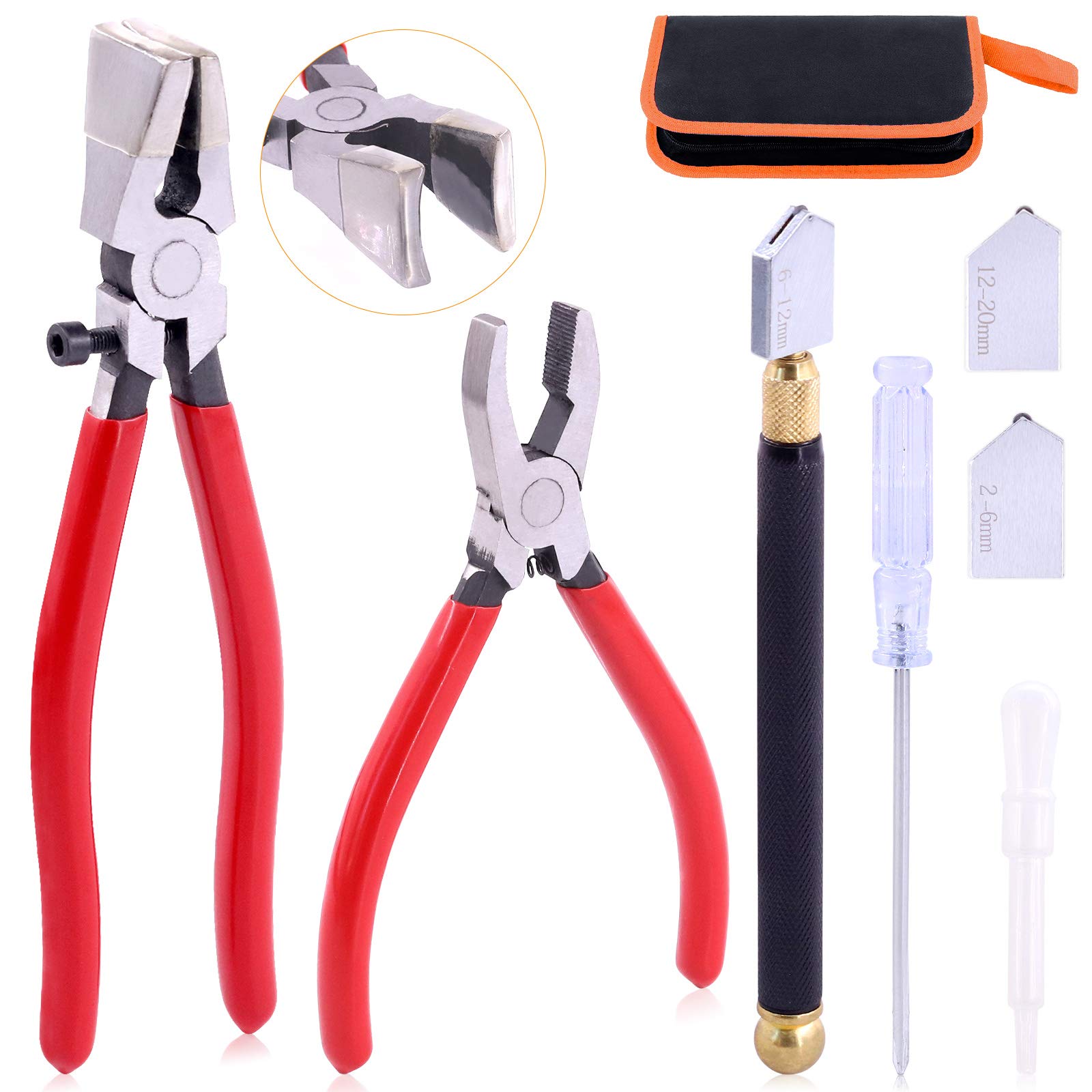 Rustark 3Pcs Glass Running Pliers and Cutter Kit for Stained Glass