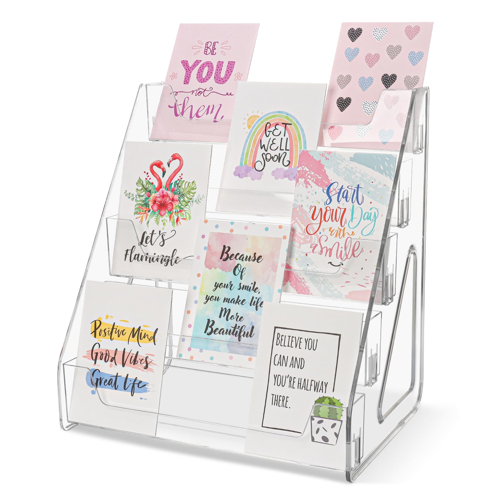 5-Tier Acrylic Greeting Card Display Stand - Clear Rack