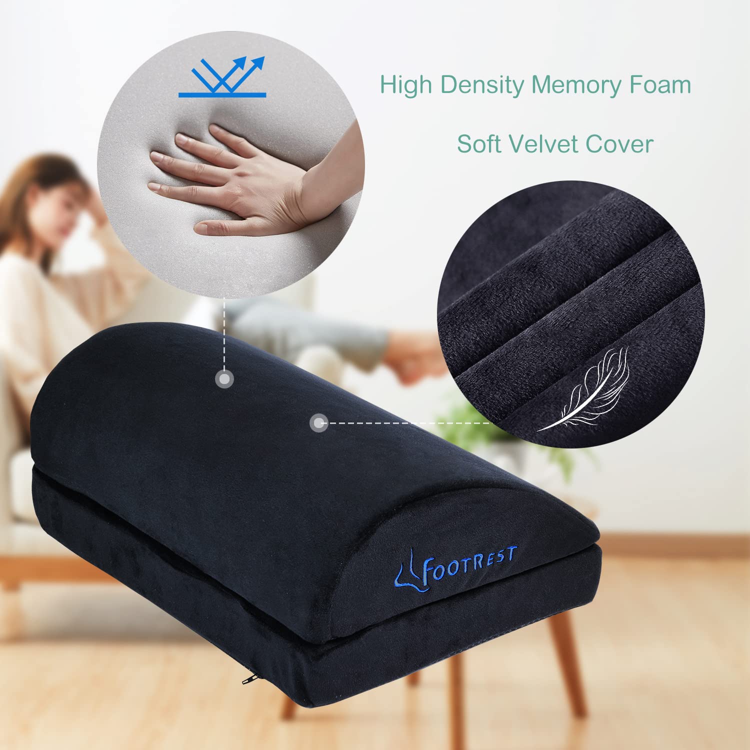 Jolof Store Ergonomic Foot Rest – Adjustable Memory Foam Desk Footrest