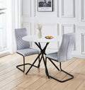 Hallowood Cullompton Round Marble Dining Table and 2 Grey Chairs Set