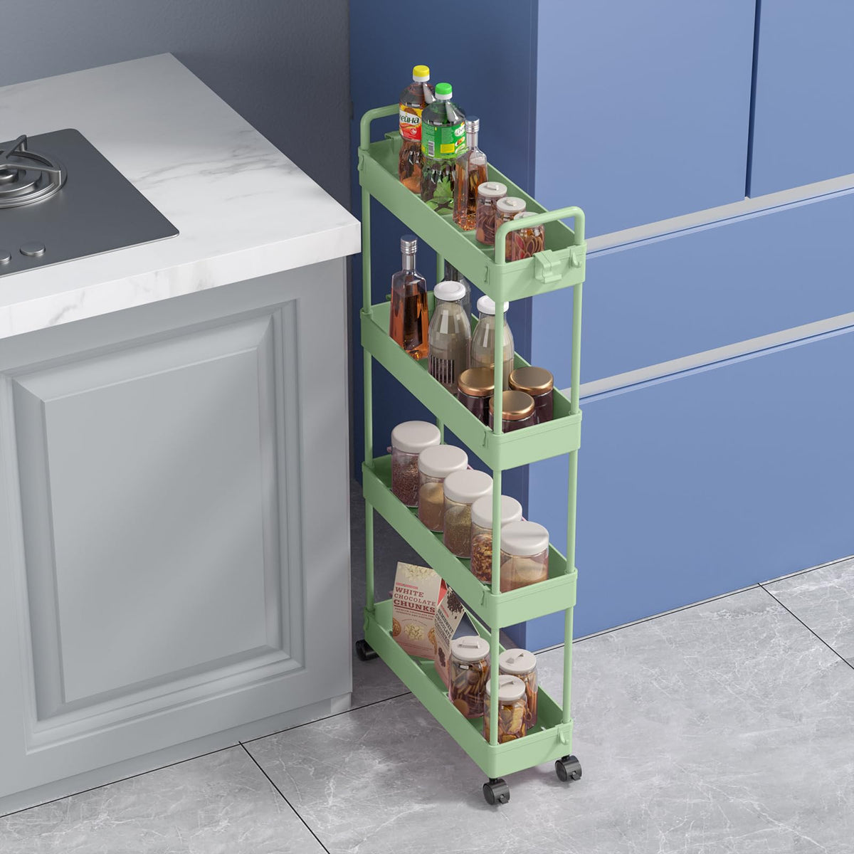 SOLEJAZZ Storage Trolley Cart Slim Rolling Cart Mobile Storage Shelving - image 3