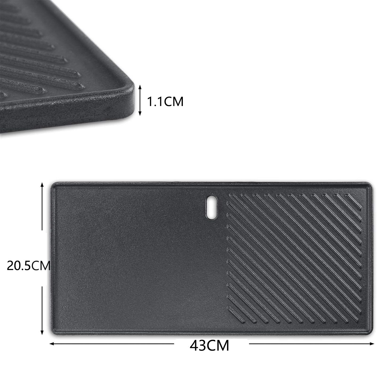 GFTIME Cast Iron Grill Grates & Griddle for Enders Boston 3, 43x62.5cm