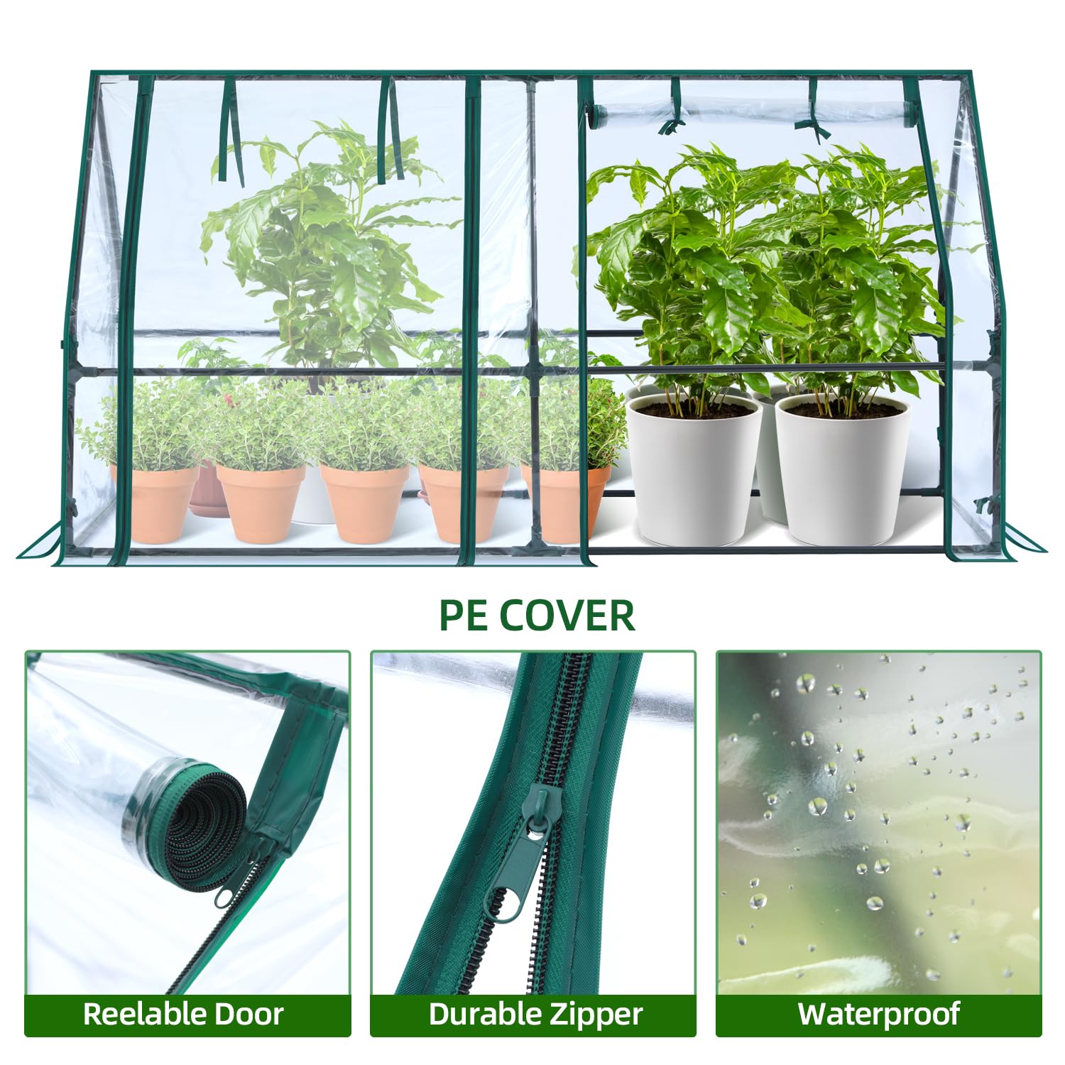 Ohuhu Portable Mini Greenhouse | 71x36x36 Waterproof PE Garden Hot House