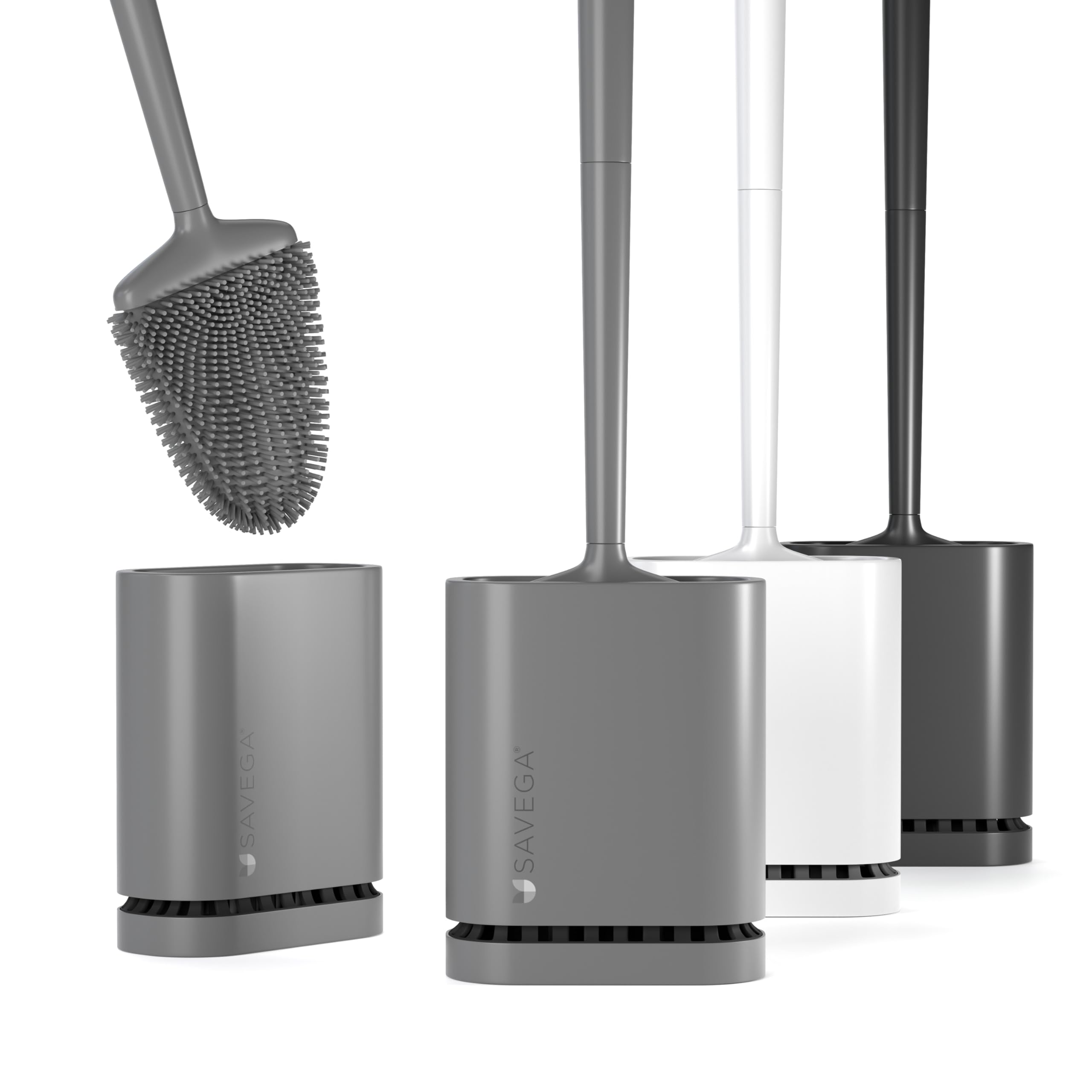 SAVEGA Silicone Toilet Brush with Holder – Wall Mounted & Fast-Drying