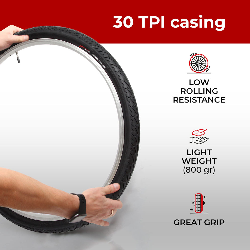 Fincci 26 x 2.125 Slick Bike Tyres | Foldable MTB Road Tyres & Presta Tubes