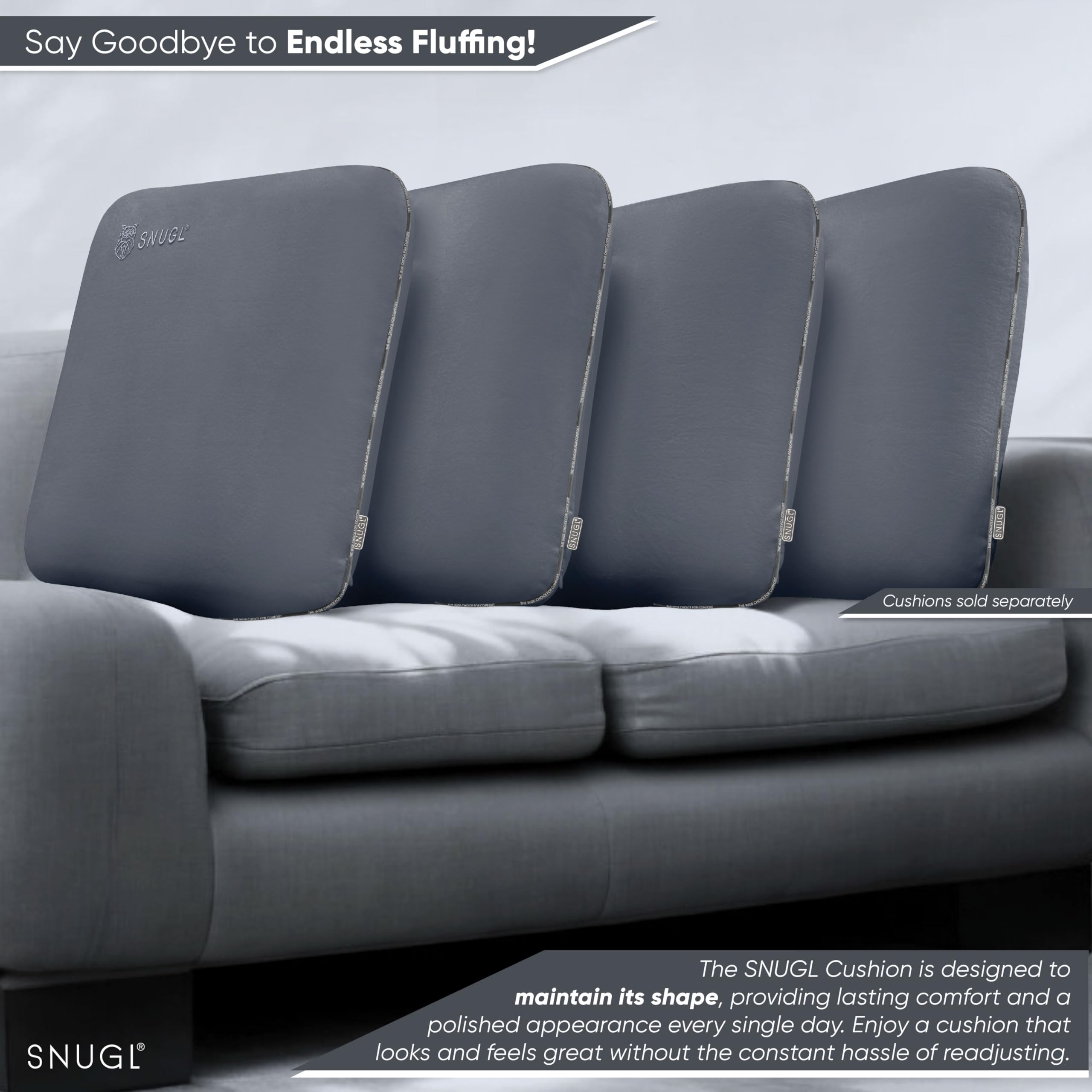 SNUGL Memory Foam Sofa Cushion - Hypoallergenic Velvet Support Pillow