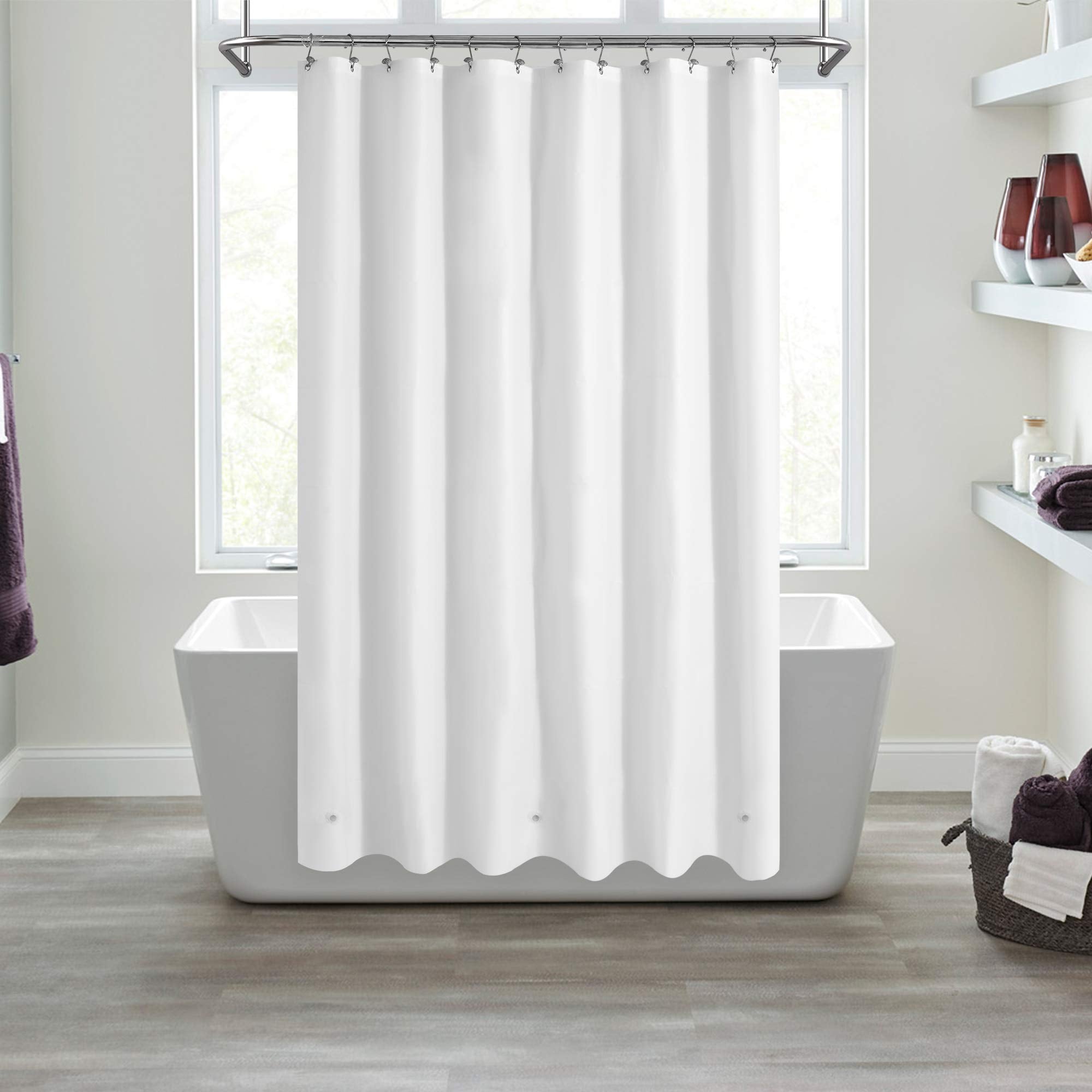 Mrs Awesome White PEVA Shower Curtain – 72x72 Waterproof Magnetic Liner
