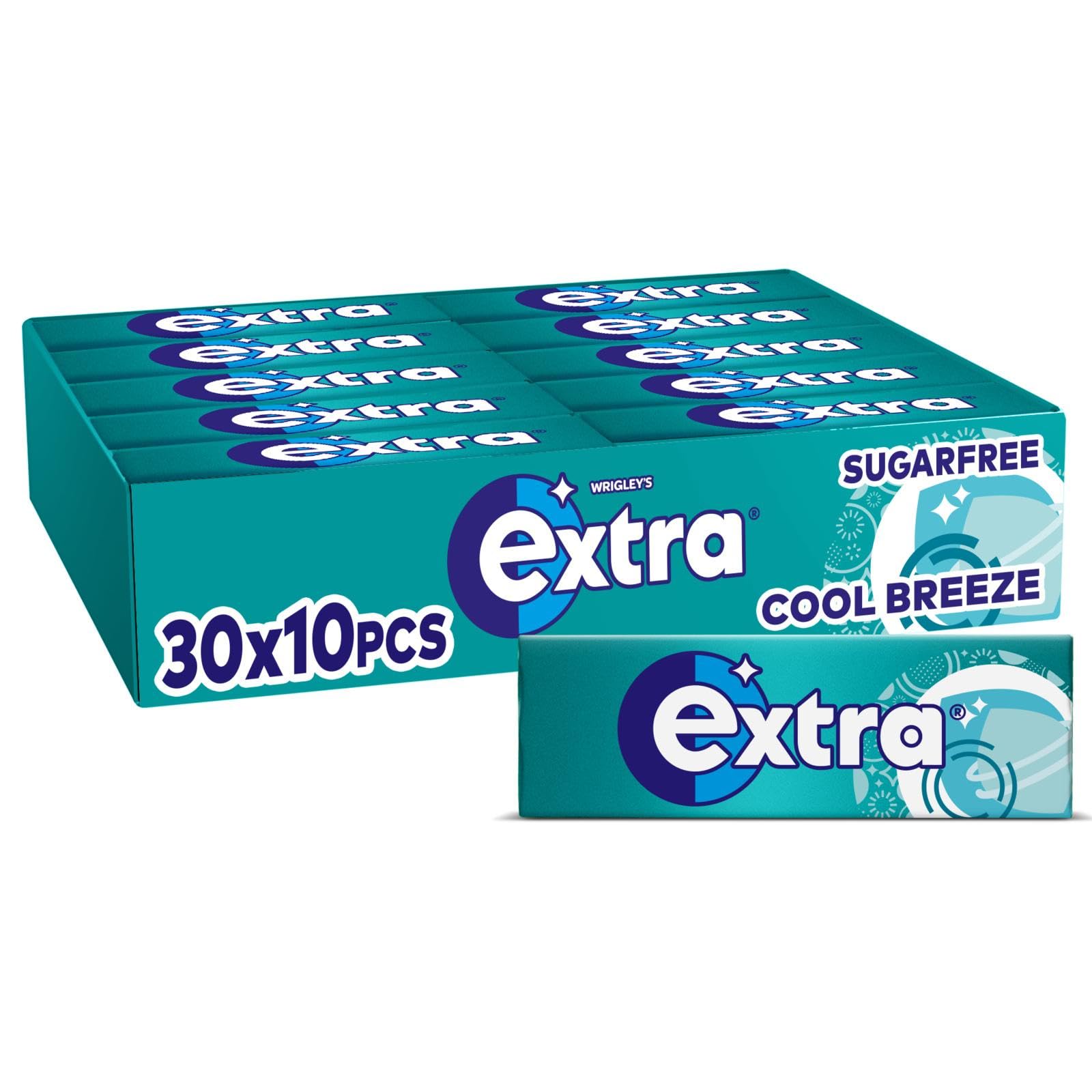 Wrigley's Extra Cool Breeze Mint Sugar Free Gum - 30 Packs (300 Pieces)
