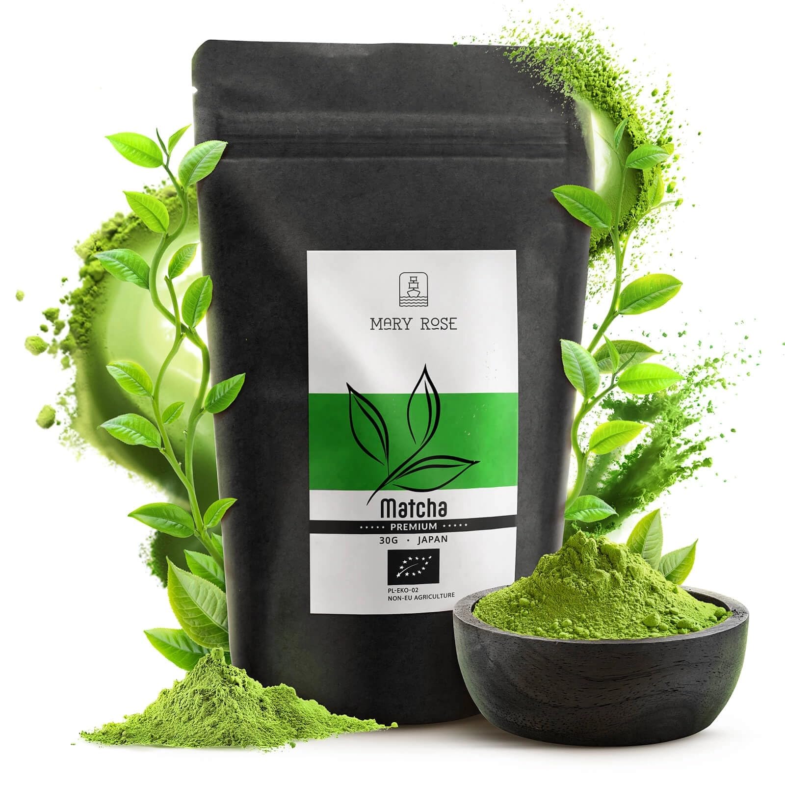 Mary Rose Organic Matcha Powder – First Harvest Japanese Green Tea 30g