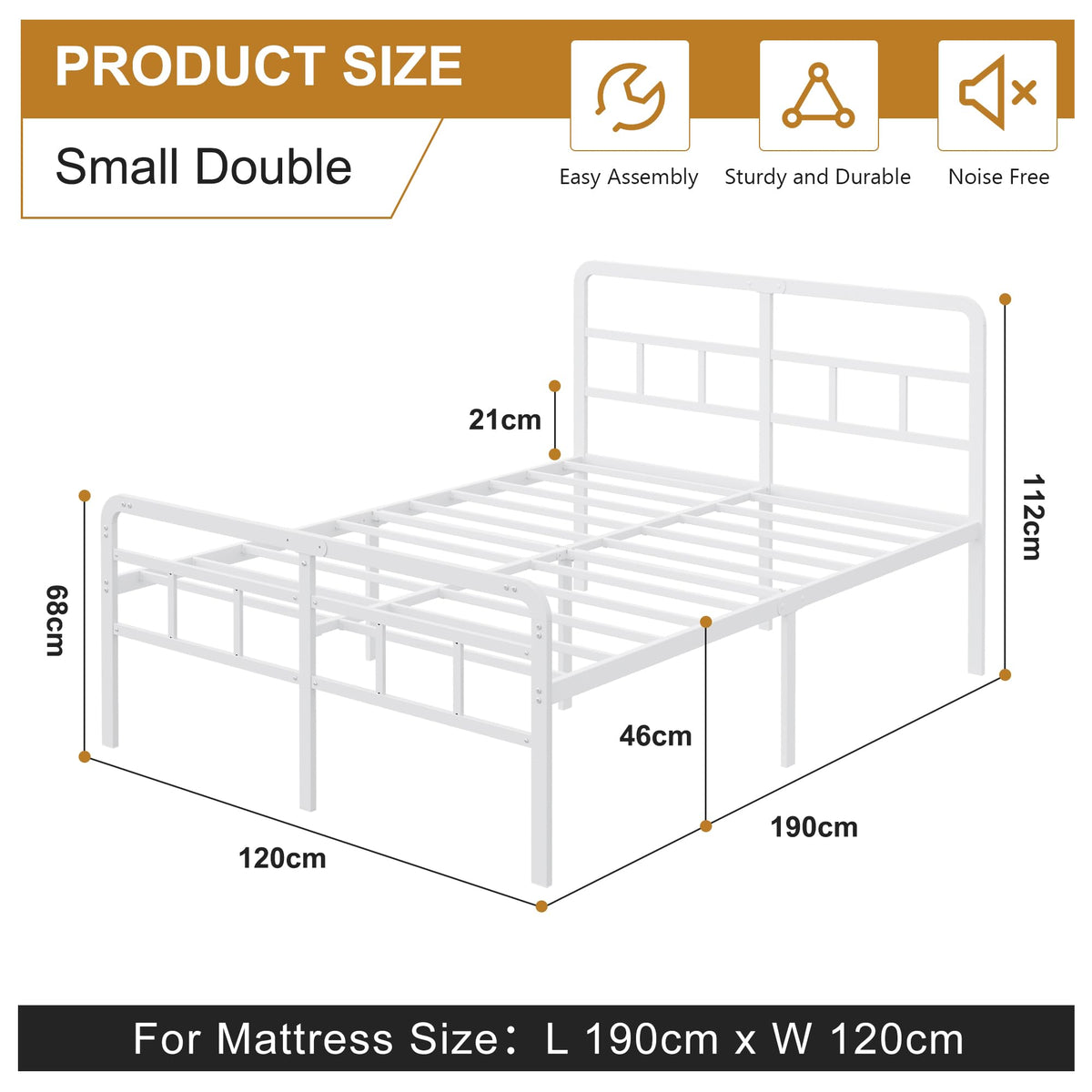 Yicensen Small Double Bed Frame with Headboard and Footboard - image 2