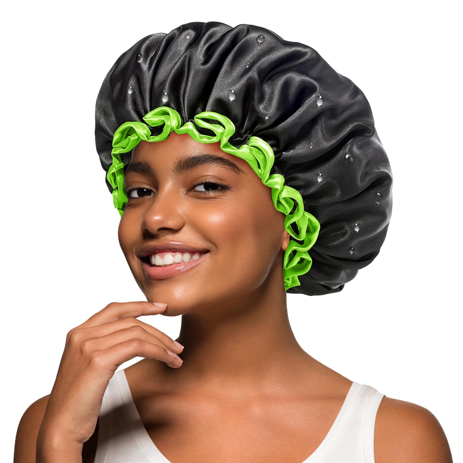 mikimini Reusable Waterproof Shower Cap | Extra Large for Thick Curly Hair