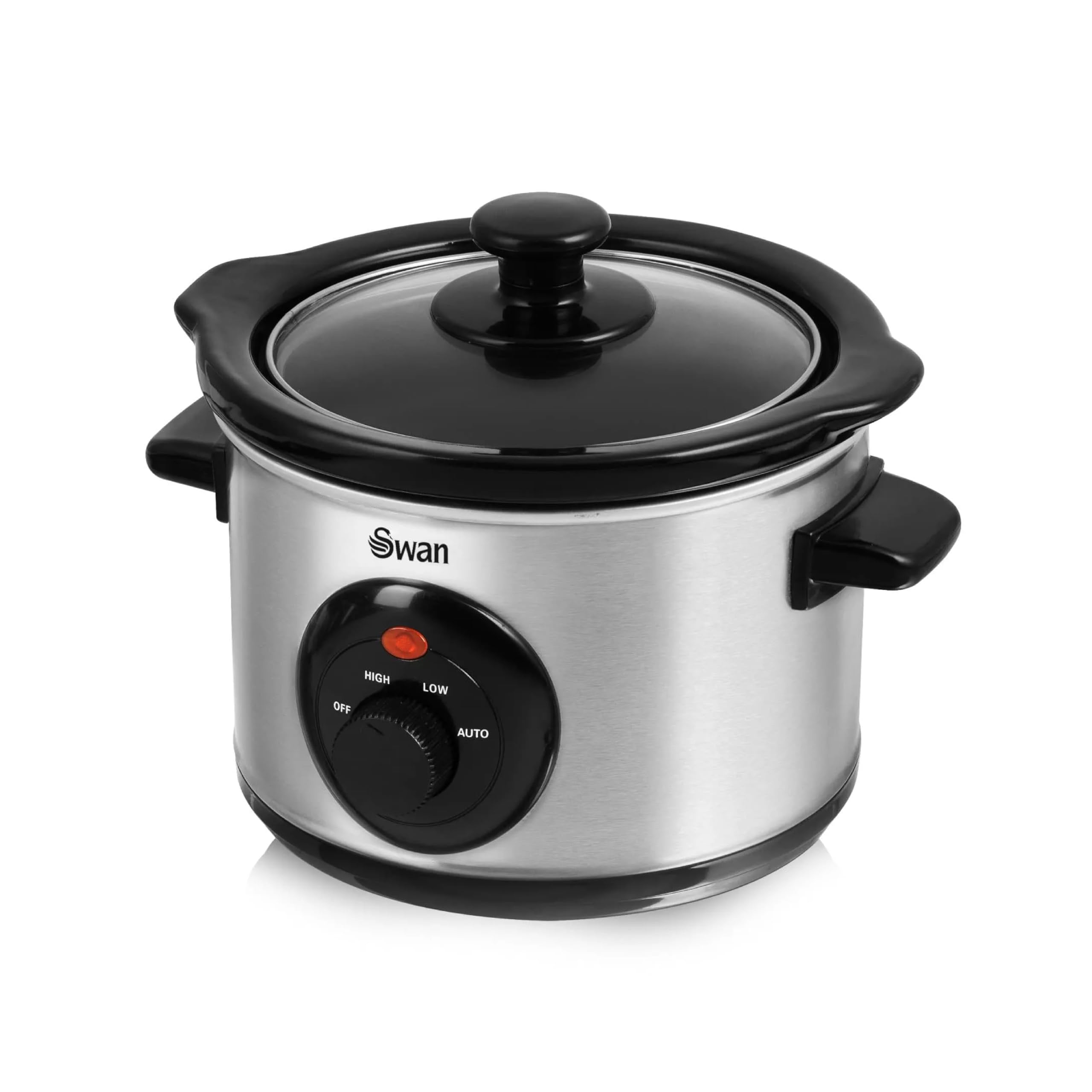 Swan 1.5L Slow Cooker – Stainless Steel Compact Kitchen Appliance