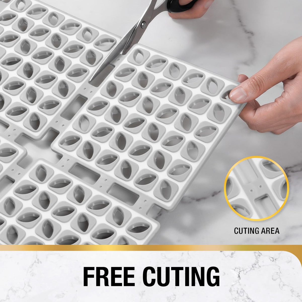 HITSLAM Square Shower Mat Non Slip Anti Mould, 60 x 60 cm Cut to Fit No Odor Soft TPE Bath Mat with Suction Cups and Drain Holes - image 4