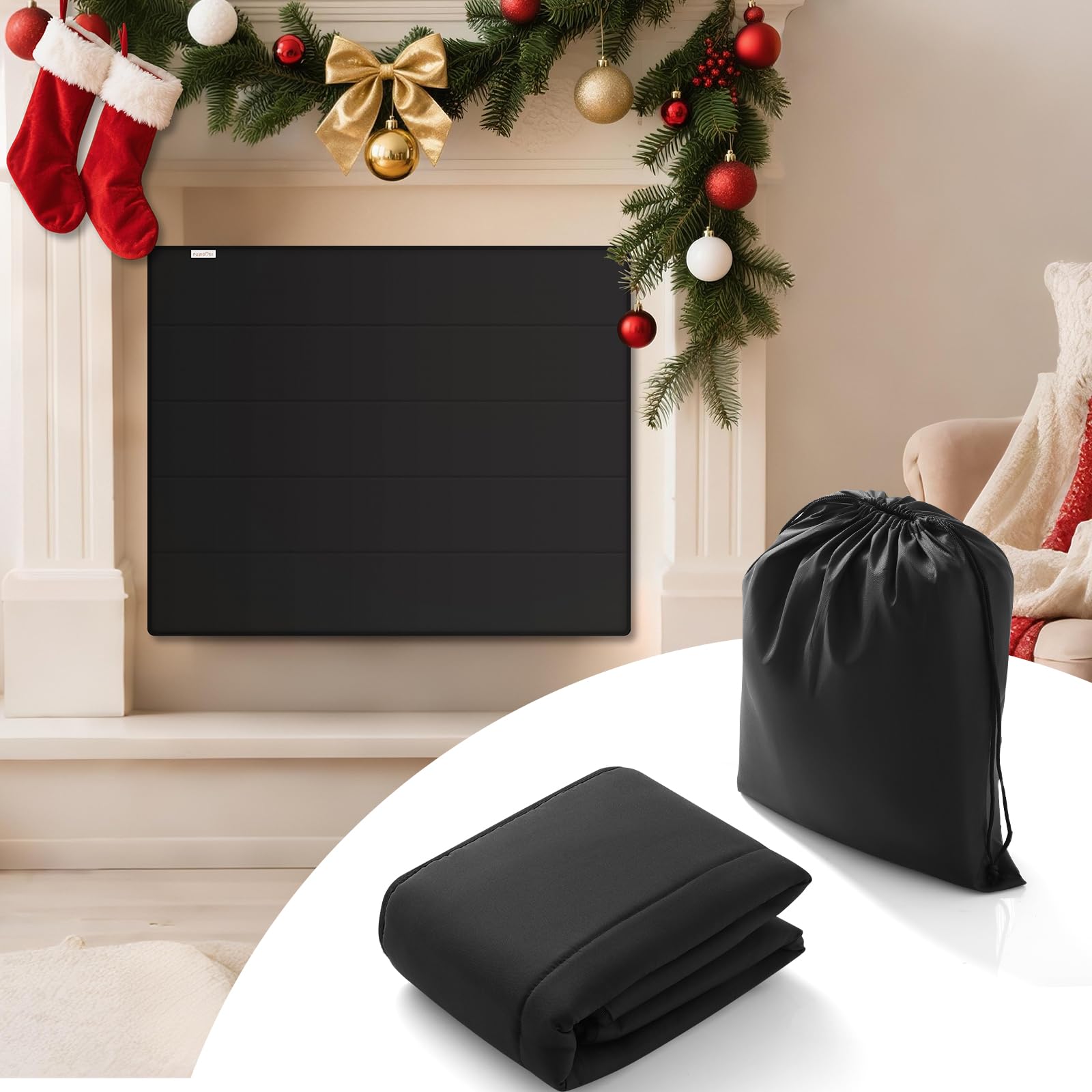 PAWBOSE Magnetic Fireplace Cover – Draft Stopper for Iron Frames, 39x32"