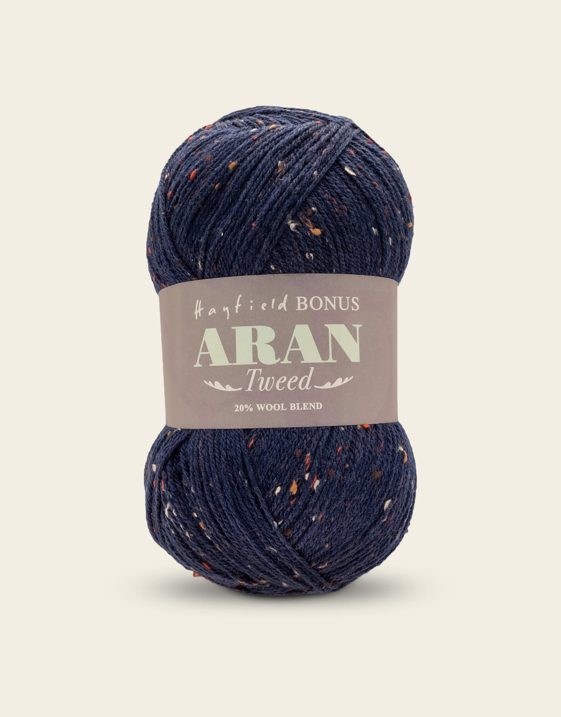 Sirdar Hayfield Bonus Aran Tweed Knitting Yarn - Navy Tweed (400g)