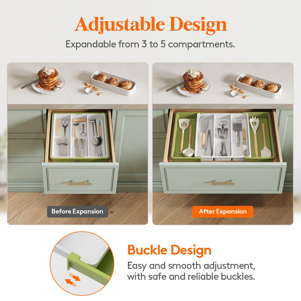 Lifewit Expandable Utensil Drawer Organiser | Large Plastic Cutlery Tray