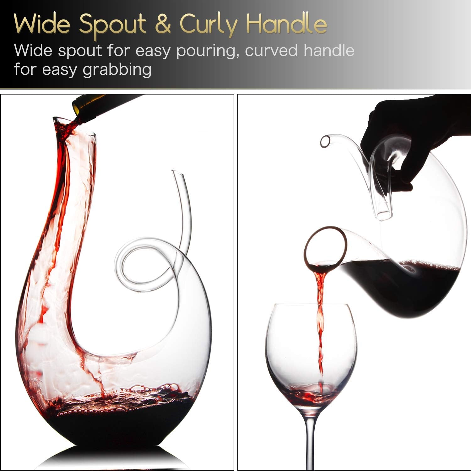 Jolof Store Swan Wine Decanter | 1.2L Handblown Lead-Free Crystal