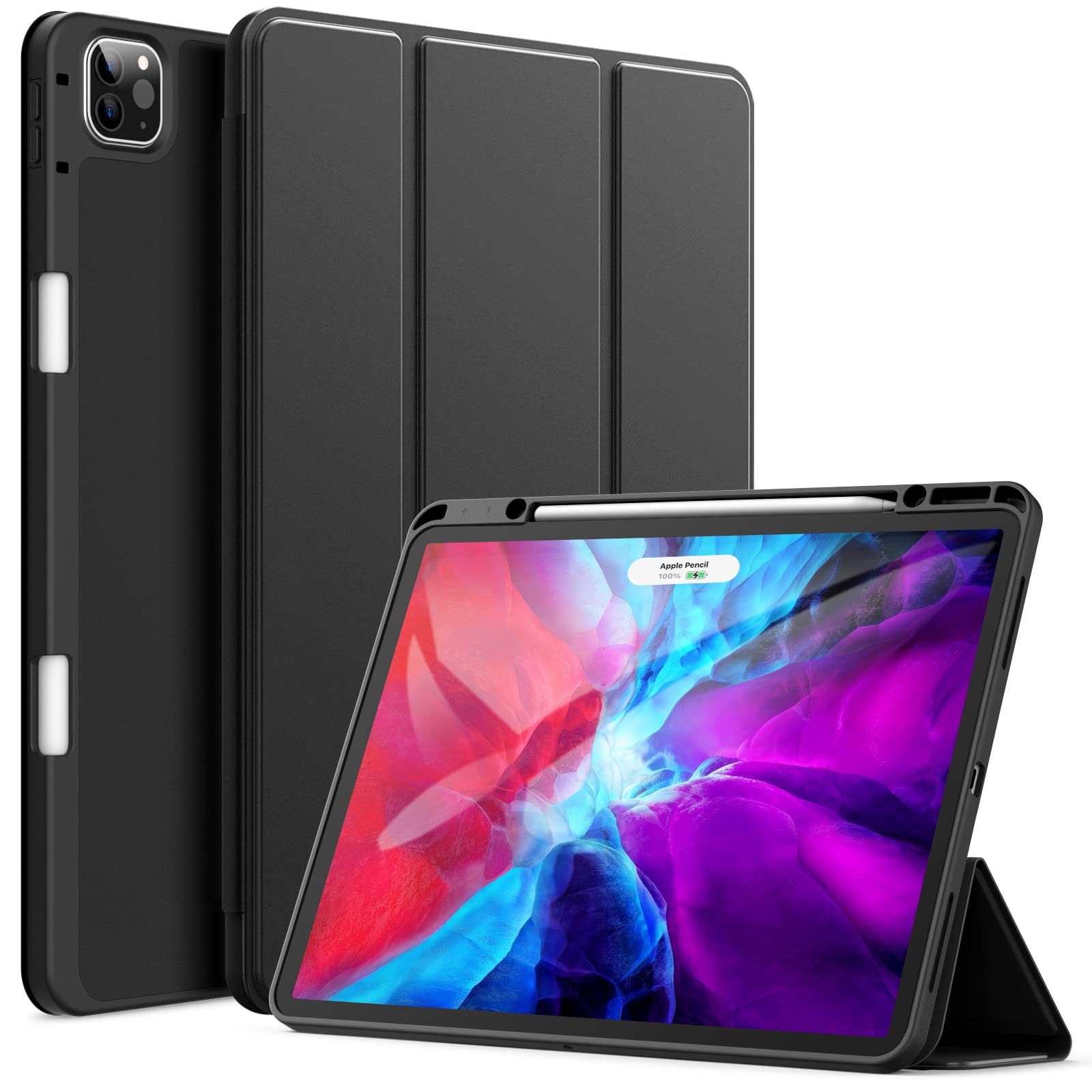 JETech iPad Pro 12.9 Case (2020/2018) with Pencil Holder – Black