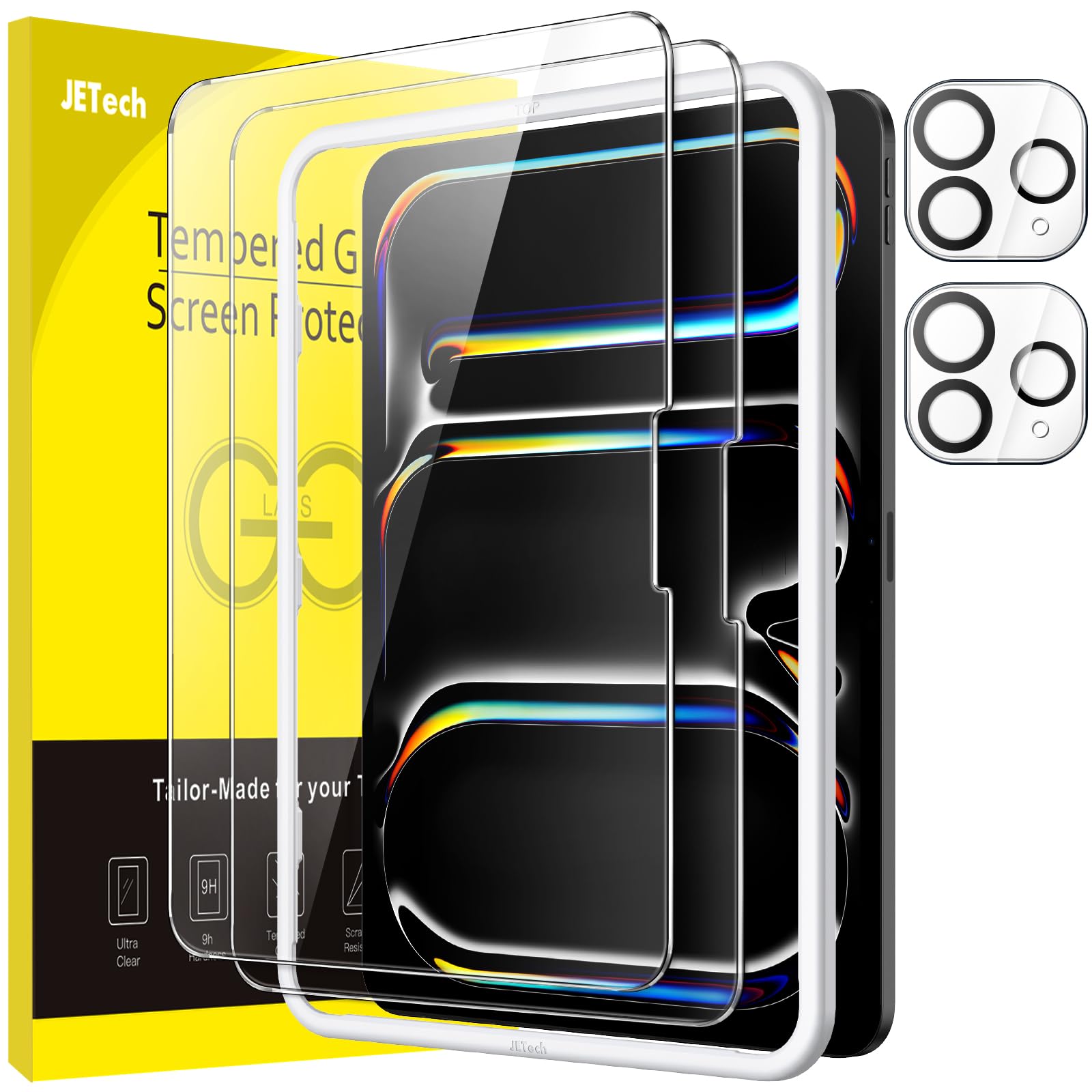 JETech iPad Pro 13-Inch Tempered Glass Screen & Camera Protector 2-Pack
