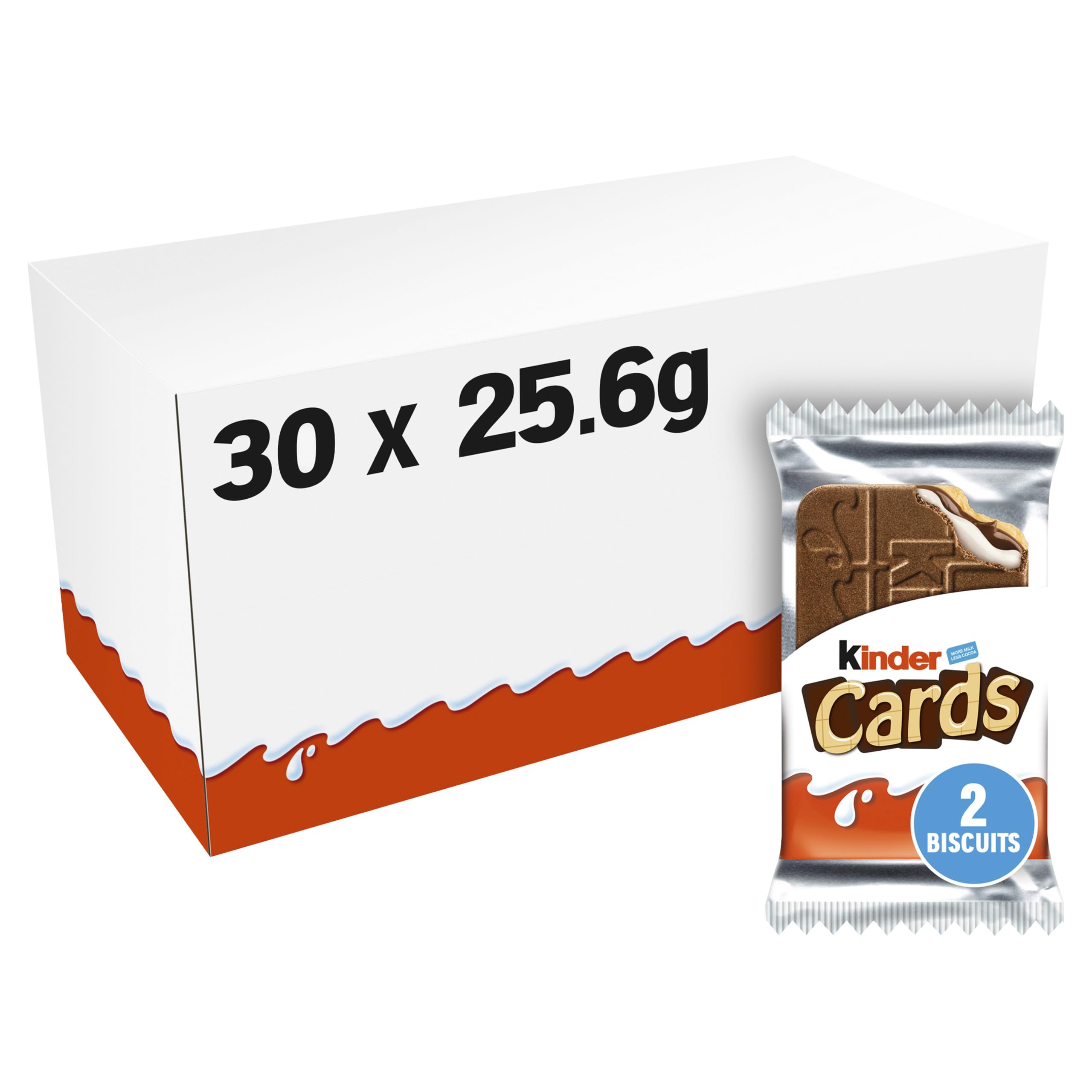 Kinder Cards Wafer Biscuits – Milk and Cocoa Filling, 30 x 25.6g Pack