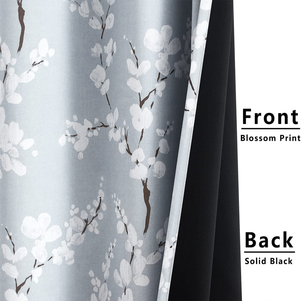 Fmfunctex Grey Floral Blackout Curtains | 72" Thermal Grommet Panels
