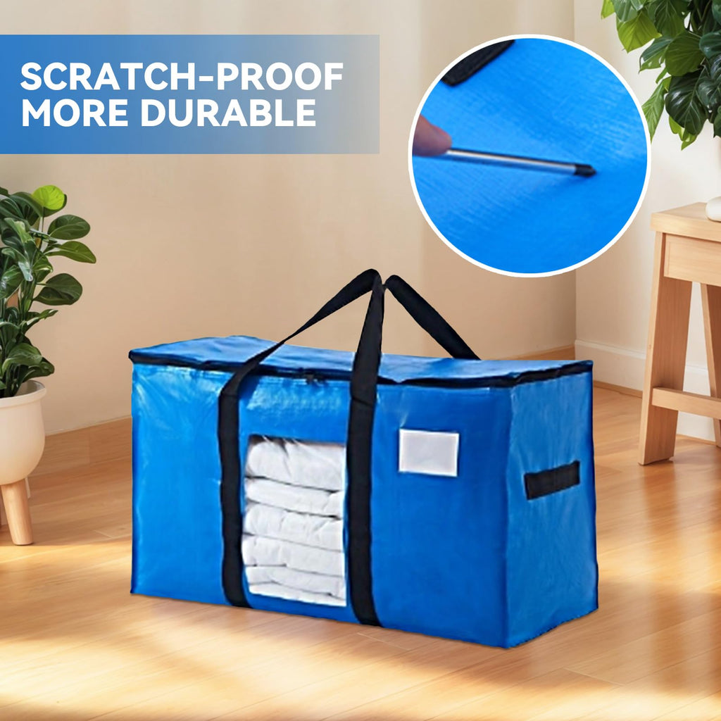 HonorHut Navy Storage Bag 100 L 4 Pack Water Resistant Moving Bag with Zip Lid Handles Clear Window - image 4