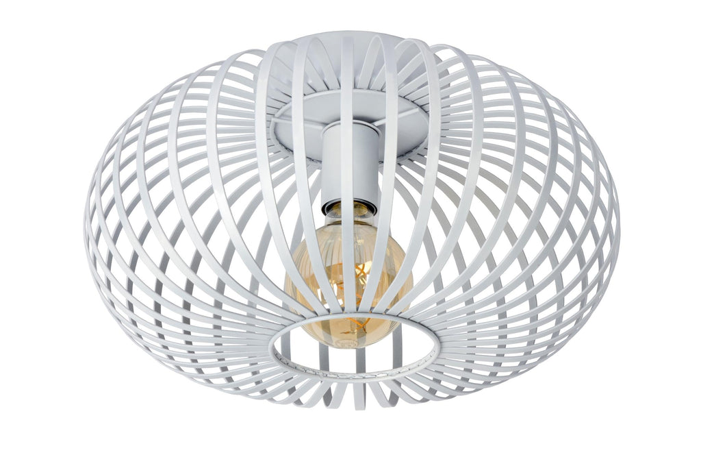 Lucide Manuela Flush Ceiling Light – 40cm White Metal Dimmable Lamp