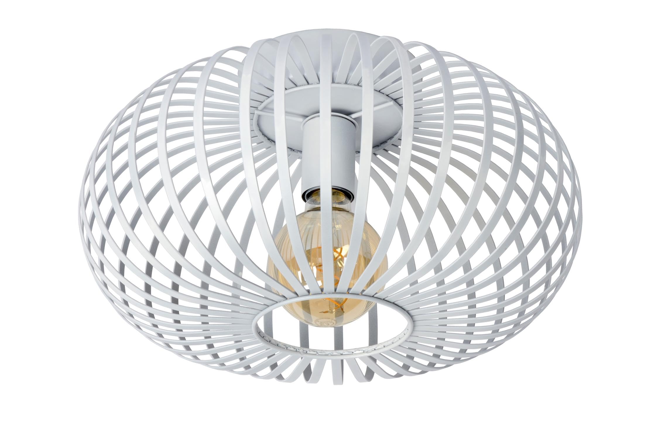 Lucide Manuela Flush Ceiling Light – 40cm White Metal Dimmable Lamp