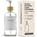 MaisoNovo 500ml Glass Soap Dispenser with White Bamboo Pump | Clear