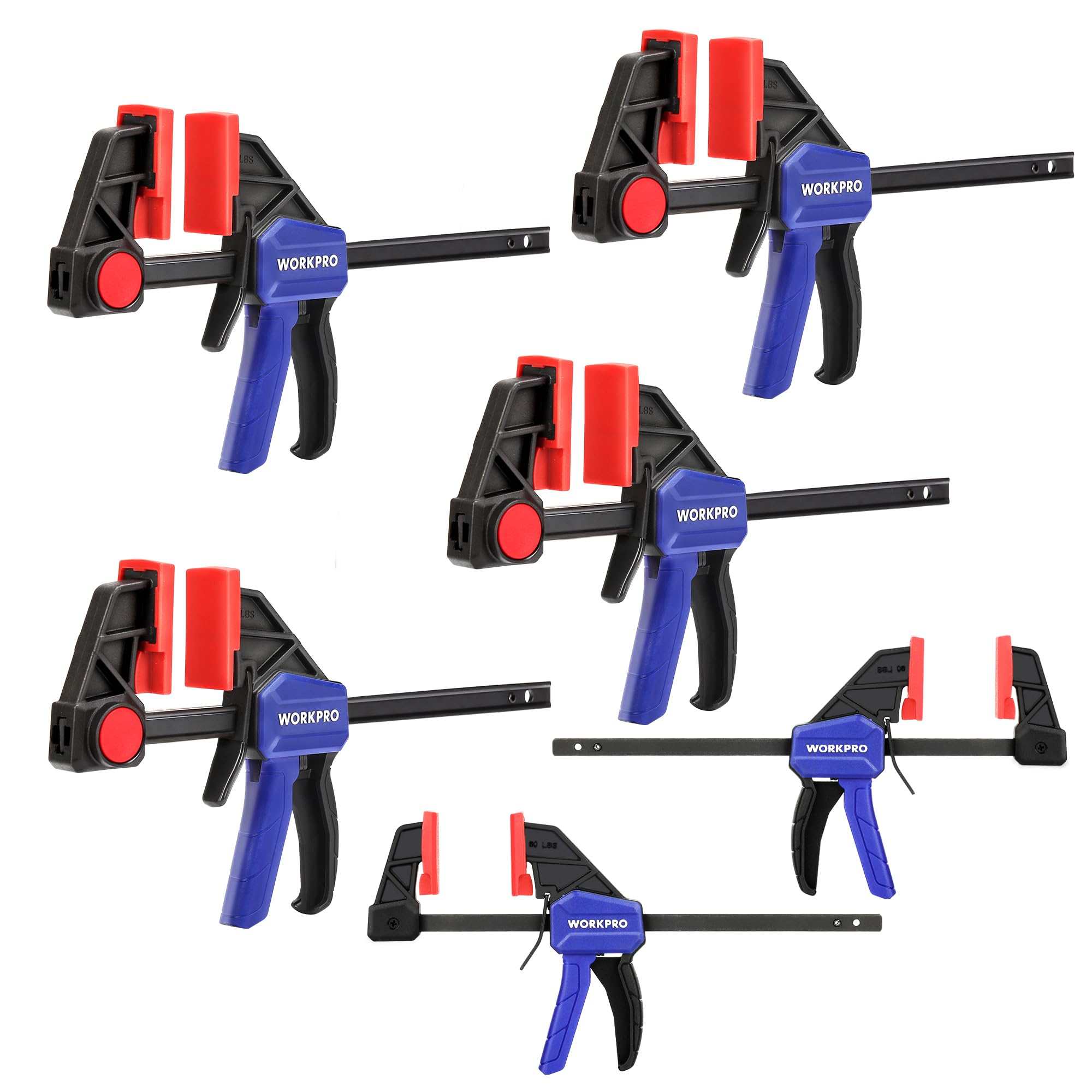 WORKPRO 6-Piece Bar Clamp Set – 150mm Quick-Release Woodworking Clamps