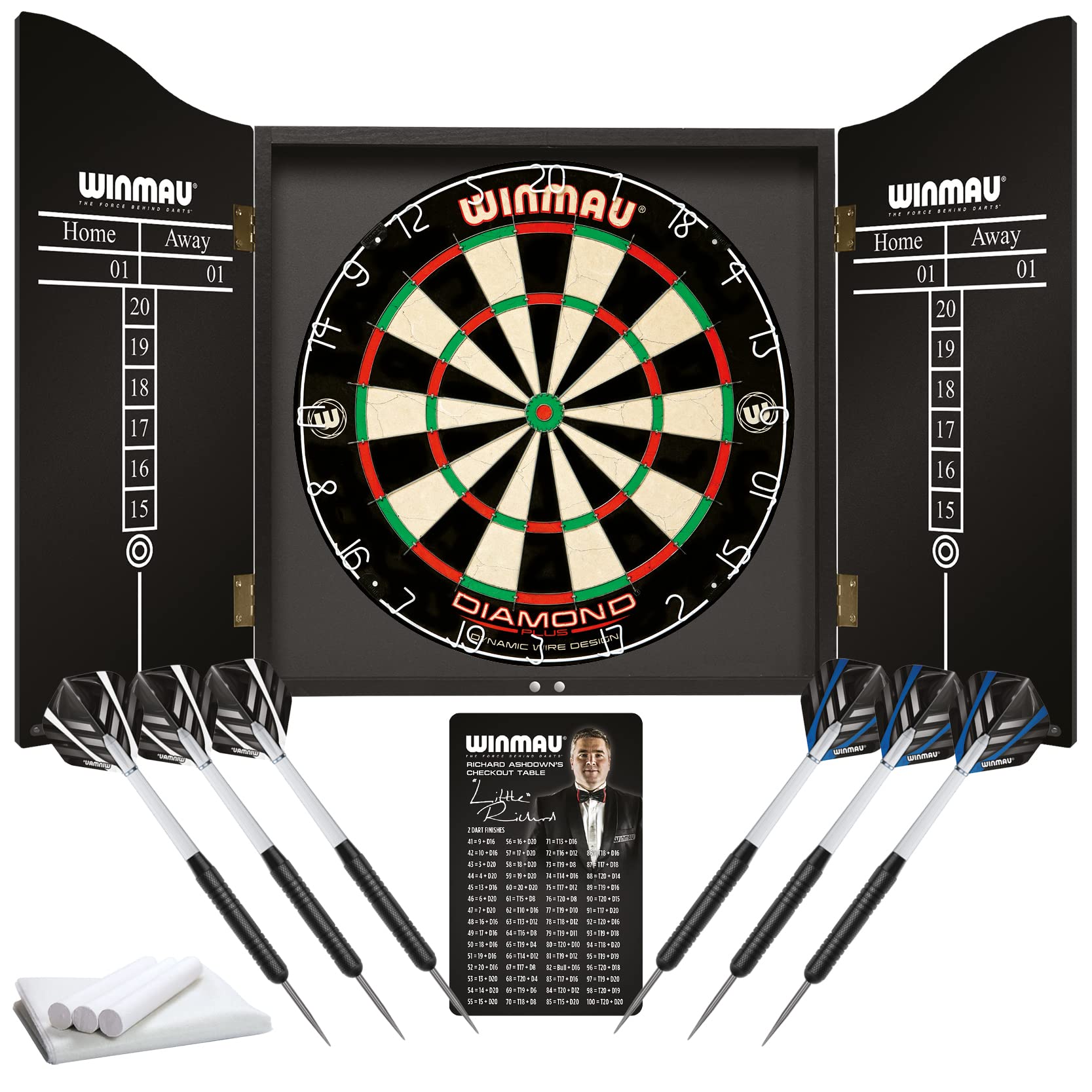Winmau Professional Dart Set: Diamond Plus Board, Cabinet & 2 Dart Sets