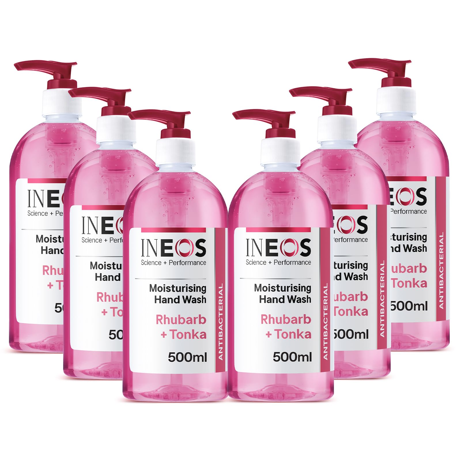 INEOS Moisturising Antibacterial Hand Wash – Rhubarb & Tonka – 6 x 500ml