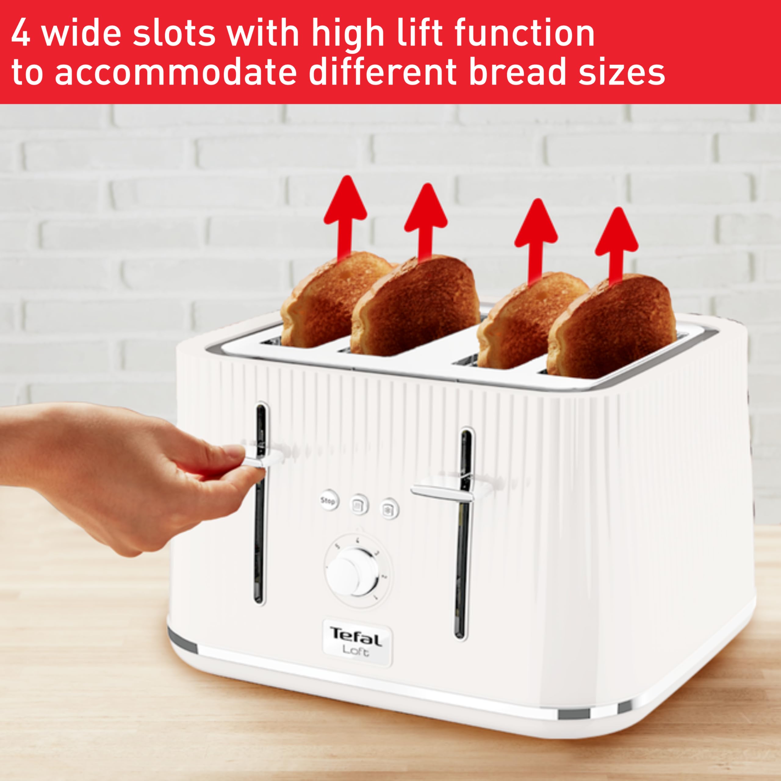Tefal Loft 4-Slot Toaster | Extra-Wide Slots & 7 Browning Levels - White