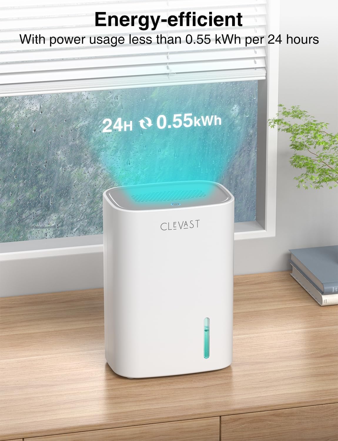 CLEVAST Small Dehumidifier - 850ml Portable Electric Unit for Home & RV