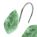 Jolof Store Green Leaf Shower Curtain Hooks - 12pc Resin Boho Bathroom Decor