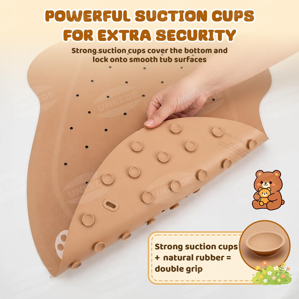 UNEEDE Baby Bath Mat Non Slip Anti Mould Natural Rubber - image 2