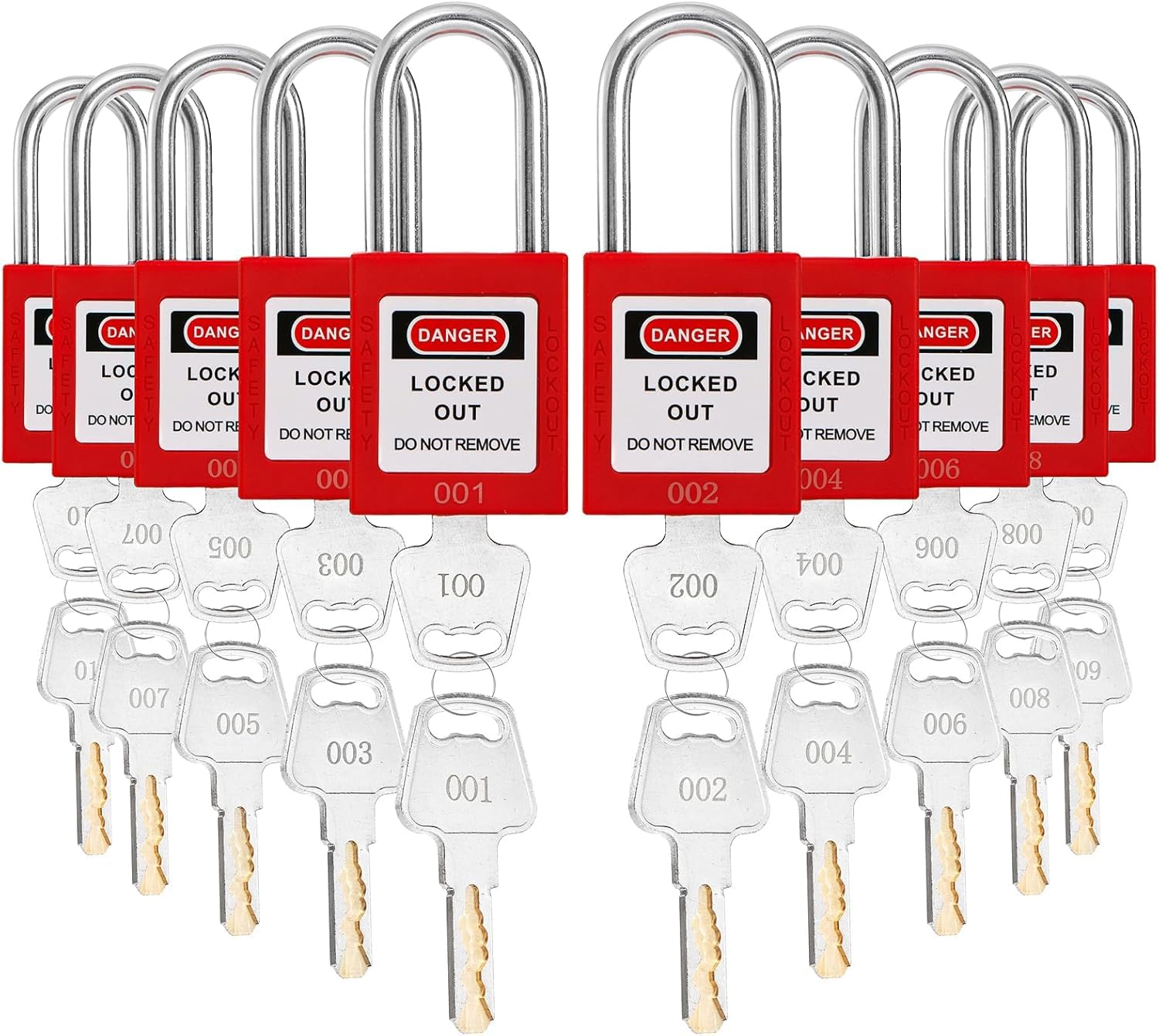 WUWEOT 10 Pack Lockout Tagout Locks – Red OSHA Compliant Safety Padlocks