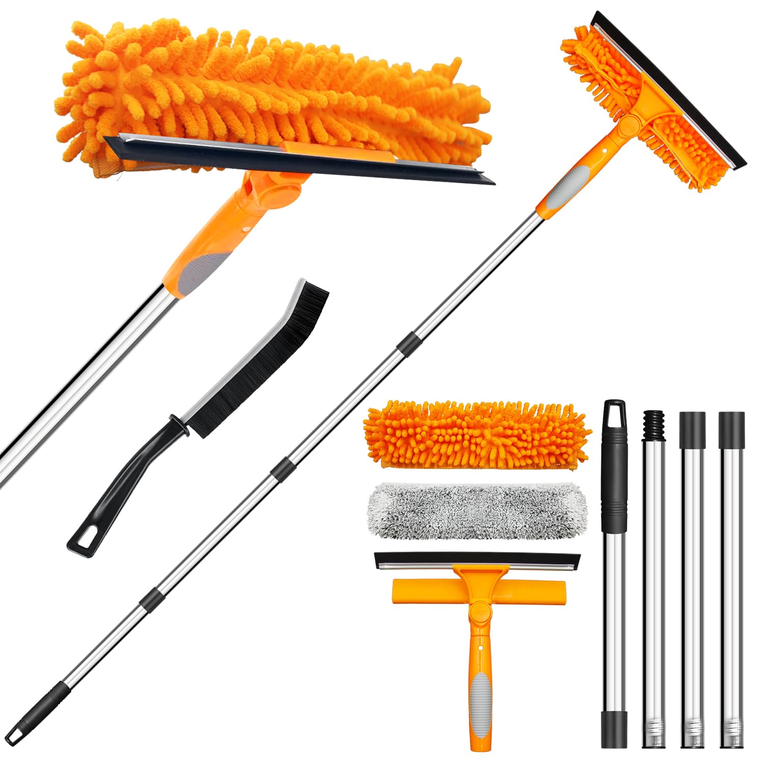 170cm Window Cleaner Tool | 2-in-1 Squeegee & Scrubber Kit