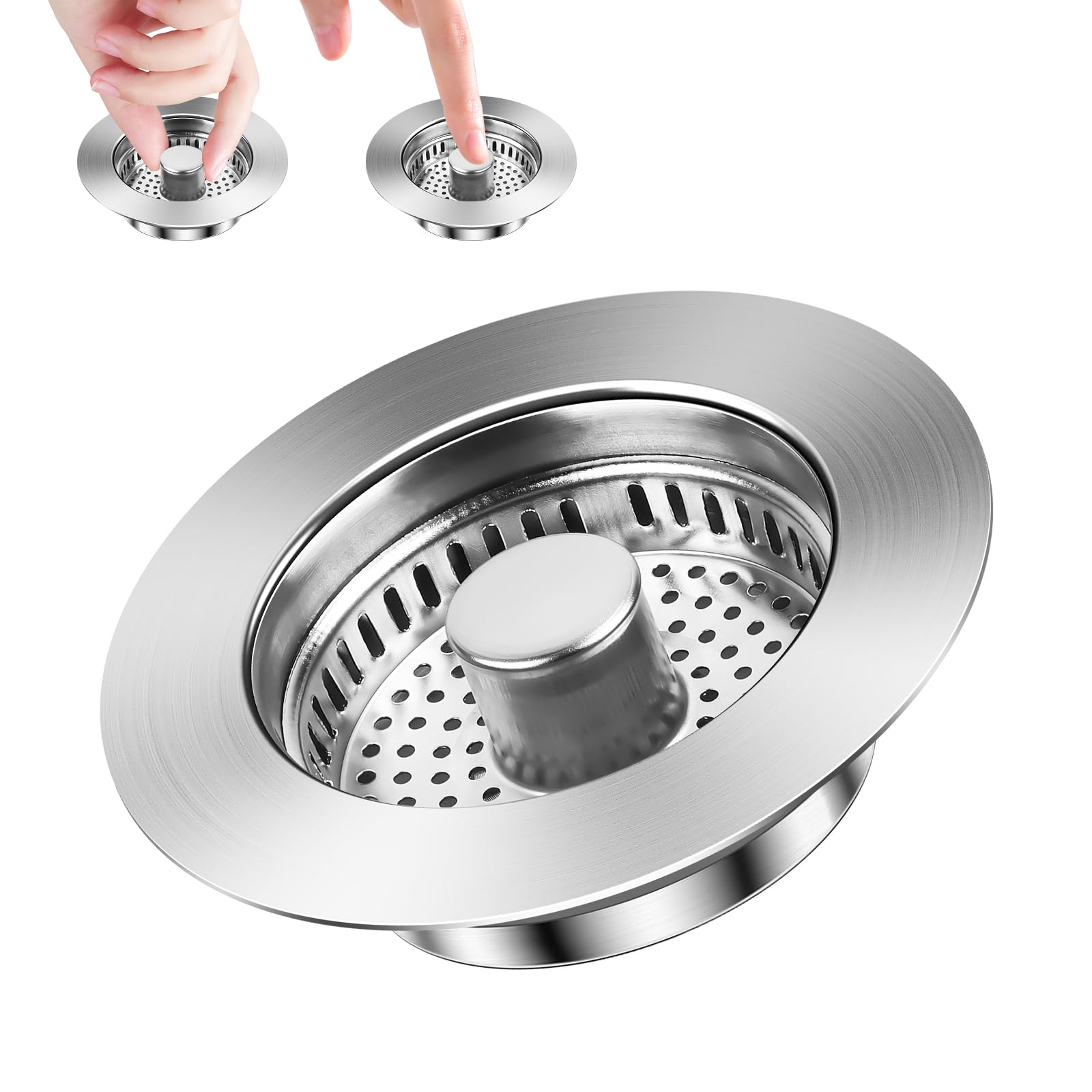 Yooyan 3-in-1 Kitchen Sink Strainer | Stainless Steel Pop-Up Drain Plug