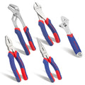WORKPRO 5-Piece Pliers Set with Adjustable Wrench & Soft Grip Handles