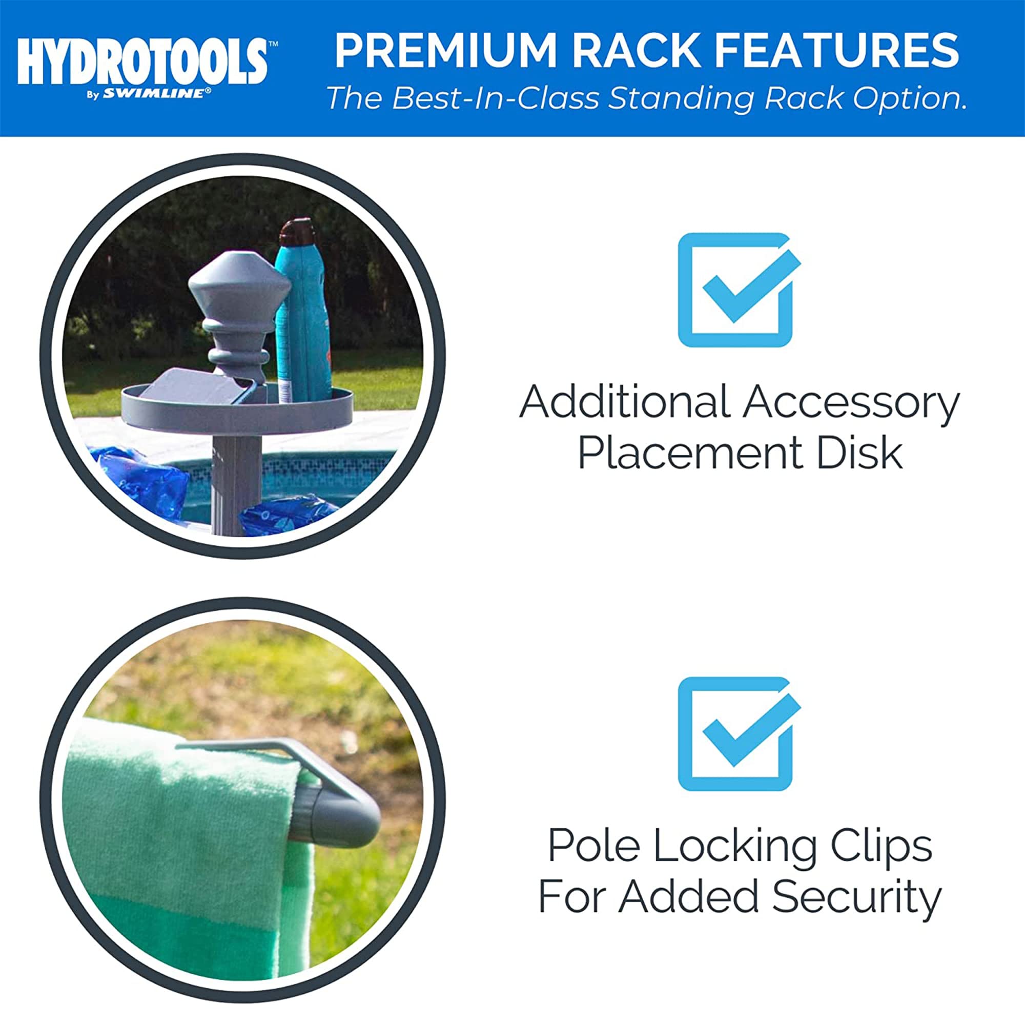Swimline Hydrotools Poolside Towel Rack – 3-Arm Valet with Weighted Base