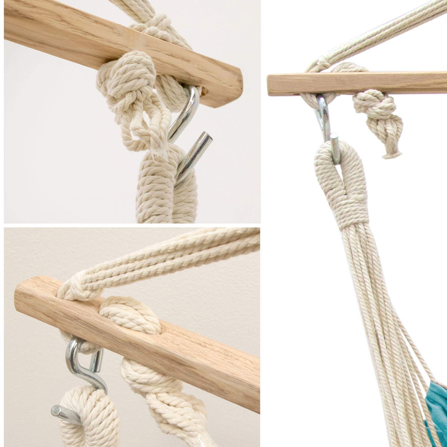 AMANKA XXL Hanging Chair – 185x130cm Cotton Swing with Spreader Bar, Blue