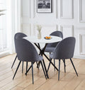 Hallowood Cullompton Round Marble Dining Table and 4 Grey Fabric Chairs