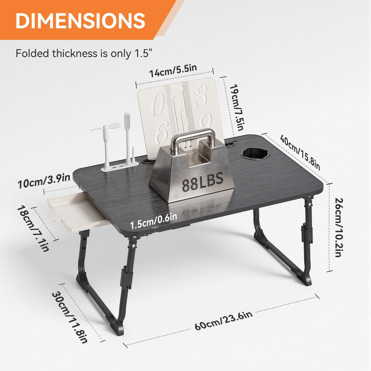 BTGGG Laptop Bed Table Height Adjustable, Upgraded Bed Desk with USB Charge Port & Side Drawer - image 4