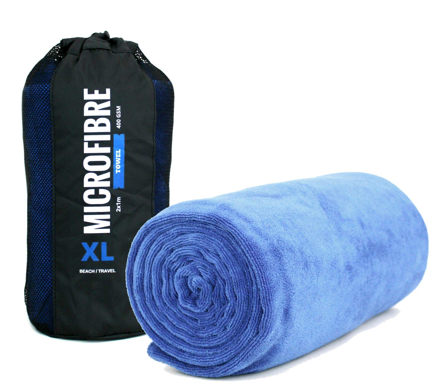 Jolof Store Extra Large Microfibre Beach & Travel Towel – Blue (2x1m)